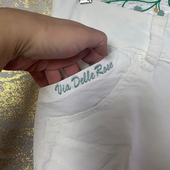 VIA Delle Rose White 100% Cotton Cropped Capris Size S - Picture 5 of 13